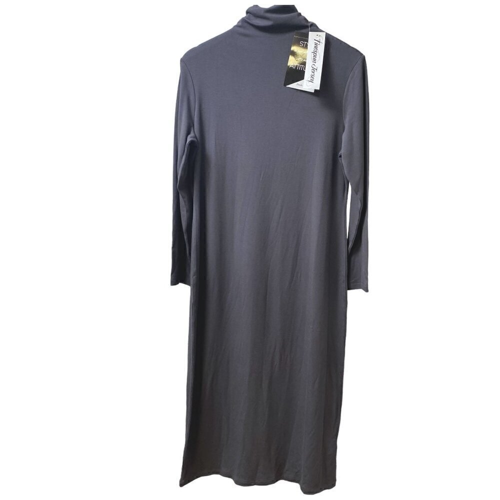 Attitudes by Renee Turtleneck Dress Medium Petite Gray Midi Tshirt  Midi NWT